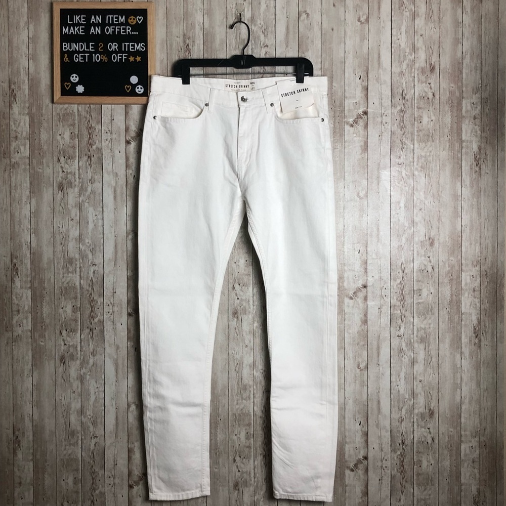 Topman Stretch Skinny Jeans, White, Size 36